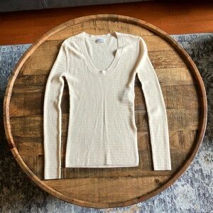 By Malene Birger Long Sleeve Shirt with Open Neck, Side Slit Detail, Hip-Length